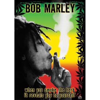 X Bob Marley Smoke The Herb Quote Music โปสเตอร์ภาพวาดผ้าใบ พิมพ์ลายตัวอักษร สําหรับตกแต่งบ้าน