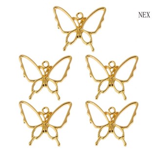 Nex จี้เรซิ่น UV รูปผีเสื้อ สีทอง 5 ชิ้น