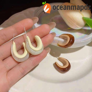 OCEANMAPDZ ต่างหูสตั๊ด โลหะผสม ทรงเรขาคณิต เรียบง่าย ของขวัญ สไตล์เกาหลีวินเทจ สําหรับผู้หญิง