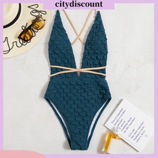 &lt;citydiscount&gt; ชุดว่ายน้ําวันพีช คอวีลึก เอวสูง เปิดหลัง เซ็กซี่ สําหรับผู้หญิง