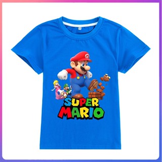 20323 ใหม่ เสื้อยืดแขนสั้นลําลอง ลาย Super Mario แฟชั่นสําหรับเด็กผู้ชาย และเด็กผู้หญิง อายุ 3-15 ปี