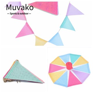 MUVAKO ธงผ้าลินินเทียม ทรงสามเหลี่ยม 6 สี สําหรับงานเทศกาล