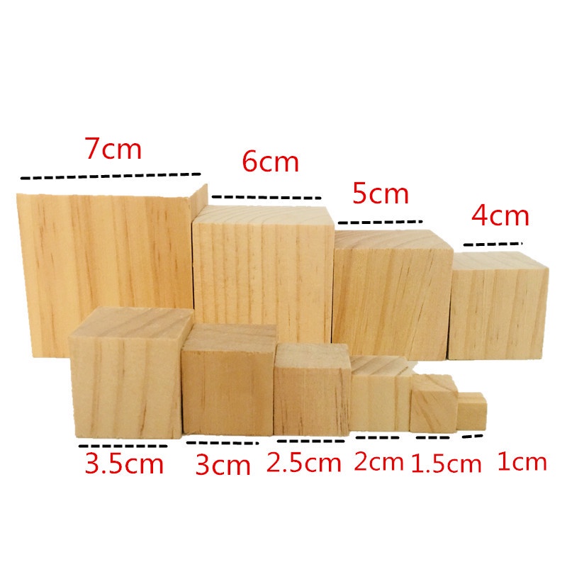 80MM/70MM 60/50/40/30/25/20/15MMลูกบาศก์ไม้เนื้อแข็ง ขนาดเล็ก สําหรับงานแต่งงาน ปาร์ตี้คริสต์มาส DIY