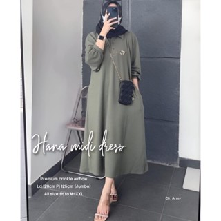 - Hana Midi Dress Gamis Muslim Matt Tille Polos Basic Premium All Size Fit To XXL Besar สไตล์เกาหลี