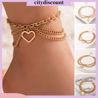 &lt;citydiscount&gt; สร้อยข้อเท้าโซ่ โลหะผสม รูปงู หัวใจ ดาวห้าแฉก ปรับได้ กันสนิม หลายชั้น เครื่องประดับ สําหรับงานปาร์ตี้