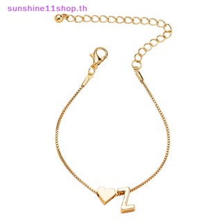 Sunshop สร้อยข้อมือ จี้ตัวอักษร 26 ตัว สีทอง เครื่องประดับแฟชั่น สําหรับผู้หญิง TH