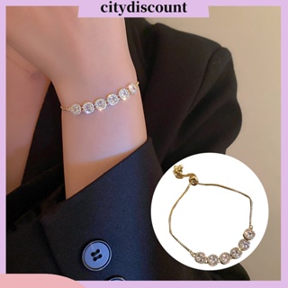 &lt;citydiscount&gt; สร้อยข้อมือชุบไฟฟ้า ประดับเพชรเทียม เพทาย หรูหรา ปรับความยาวได้ เครื่องประดับ สําหรับผู้หญิง