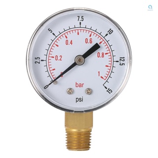 เครื่องวัดความดันไฮดรอลิค มาโนมิเตอร์ 50 มม. 0~15psi 0~1bar เกลียว NPT 1/4 นิ้ว [A]