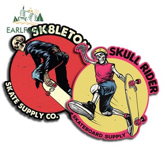 Earlfamily สติกเกอร์กันแดด ลาย Skull Rider Skate 13 ซม. สําหรับติดตกแต่งรถยนต์ หน้าต่าง