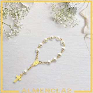 [Almencla2] สร้อยข้อมือลูกปัดไม้กางเขนพระเยซู สําหรับสวดมนต์