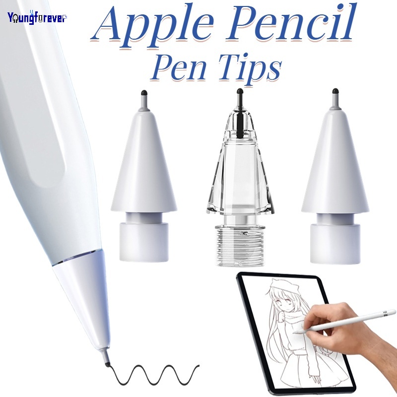 ปลายปากกาสไตลัส แบบยืดหยุ่น กันการสึกหรอ 4B 2B แบบเปลี่ยน สําหรับ Apple Pencil 1/2 Generation