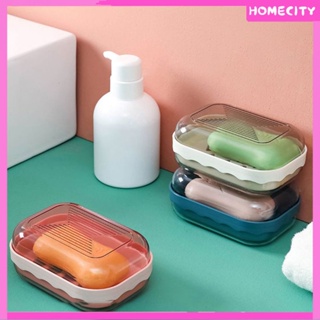 [พร้อมส่ง] Creative Layered Soap Box Split Drain Bathroom Soap Box Washed Soap With Lid Dormitory Household Portable Soap Box