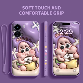 Ybd เคสโทรศัพท์มือถือ ซิลิโคน ลายการ์ตูนน่ารัก มีลายด้านข้าง และสายคล้อง สําหรับ Vivo Y02S Y16 Y35 IQOO Z7 Z7X