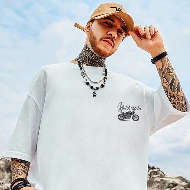 【M-8XL】เสื้อยืดแขนสั้นลําลอง ทรงหลวม พิมพ์ลายรถจักรยานยนต์ Lelaki Lengan Pendek คุณภาพสูง สไตล์อเมริกัน เรโทร แฟชั่นสําหรับผู้ชาย และผู้หญิง - รูปที่ 2