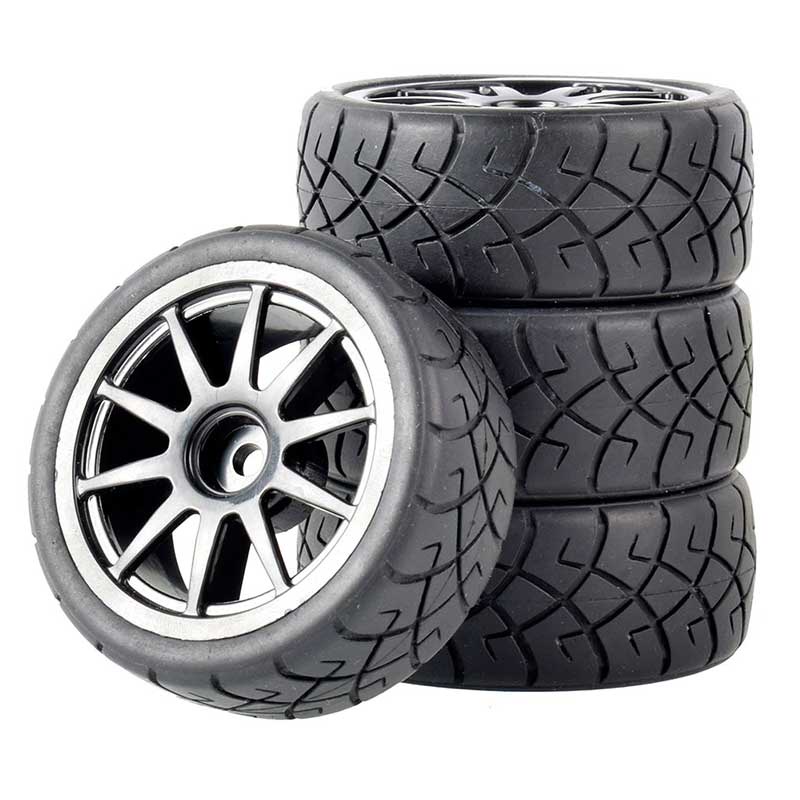 ยางล้อรถบังคับ และขอบล้อ 12 มม. ดุมหกเหลี่ยม สําหรับ WLtoys 144001 และยางรถยนต์ 1/18 1/16 1/10 (4 แพ็ค)