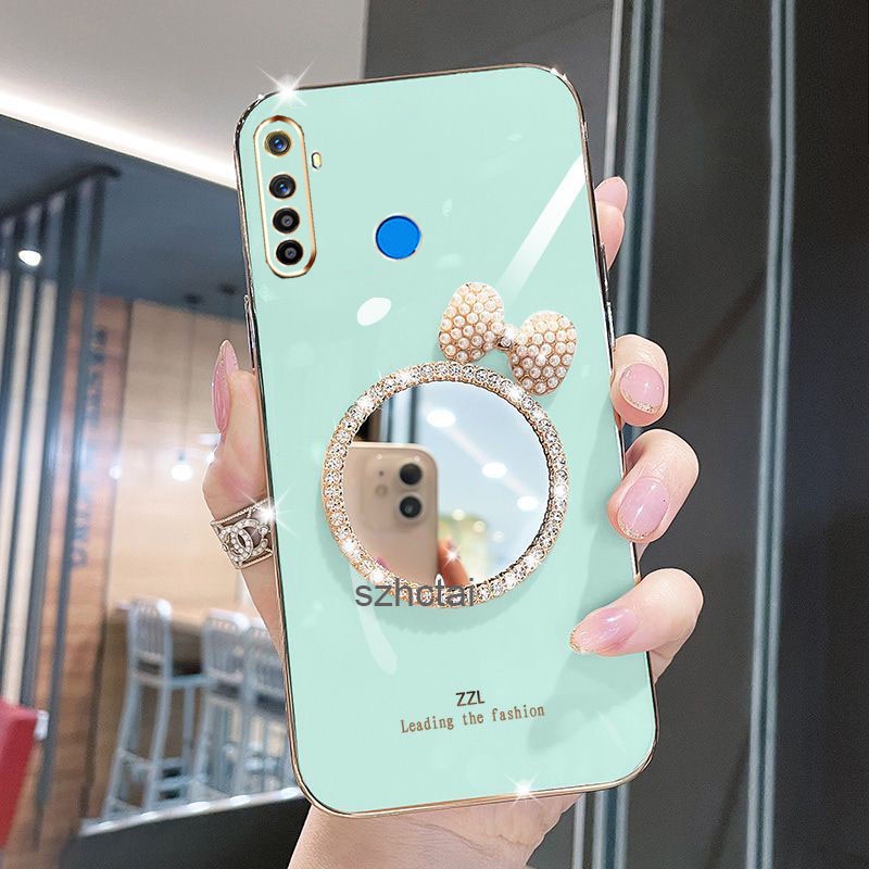 เคส Realme 5 5i 6i 5 pro c3 หรูหรา มุก โบว์ กระจกแต่งหน้า ชุบ ซิลิโคน เคสโทรศัพท์ นิ่ม Realme 5 5i 6i 5 pro c3 - รูปที่ 2