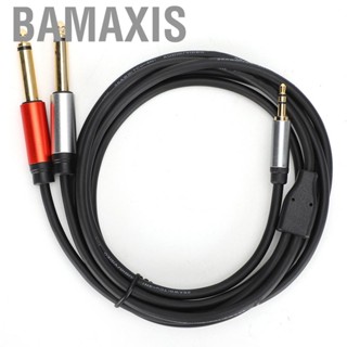 Bamaxis Audio Cable 2 in 1 1.8m 3.5mm to 6.35mm Anti‑Corrosion Double Splitter Phone Wire  for Live Performances Recording  Multimedia Settings