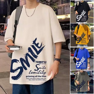 【M-5XL】เสื้อยืดคอกลม แขนสั้น ทรงหลวม ระบายอากาศ สไตล์สตรีท ฤดูร้อน สําหรับผู้ชาย