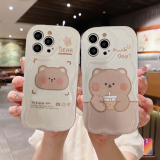 เคสโทรศัพท์มือถือ ขอบโค้ง ลายการ์ตูนหมีชานม 3D แวววาว แฟชั่น สําหรับ VIVO Y20 Y21 2021 Y16 Y12S Y12 Y56 Y02A Y15S Y22 Y22S Y35 Y15C Y91C Y21A