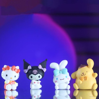 ฟิกเกอร์ Sanrio Kuromi My Melody Purin Hello Kitty น่ารัก ของขวัญ สําหรับตกแต่งเค้กวันเกิดเด็ก 4 ชิ้น