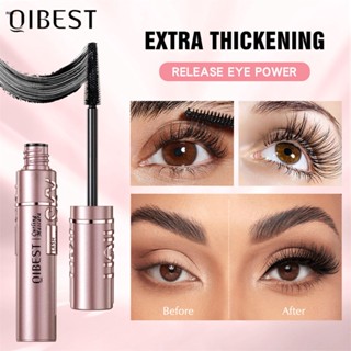 Qibest Black Curled Mascara Fast -drying Waterproof ดีมากและไม่เลอะง่าย Cool Mascara nuuo