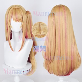 Manmei Anime Oshi No Ko Hoshino Ruby Cosplay Wig 70cm Long Straight Golden Ponytails Wig Heat Resistant Synthetic Wigs