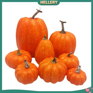 [HelleryTH] 8 Pieces Artificial Harvest Pumpkins Assorted Size Realistic Looking Festive Party Supplies Handmade for Decorating Home, Shop, Kitchen