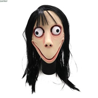 【ในการจัดส่ง】ฮาโลวีน Death Game Momo Mask No Bang Style Scary Mask Tern Female Ghost Wig Masks Festival Party Playing Supplies