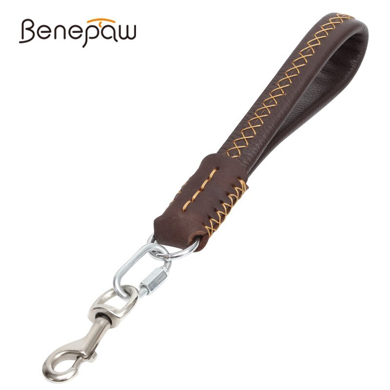 Benepaw สายจูงสุนัข หนังวัวแท้ สั้น ทนทาน จับสบาย ตะกั่ว กันสนิม ควบคุมได้ดี สําหรับเดินเล่น