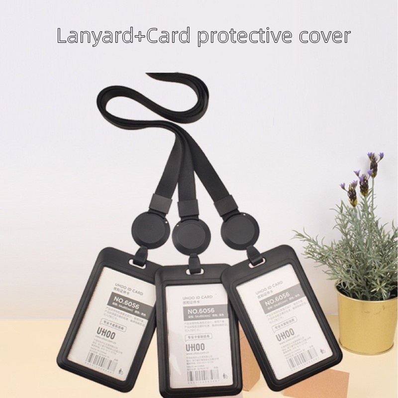 กรอบป้ายใส่บัตร หน้าใส หลังทึบ พร้อมสายซิลิโคน สีดำ Lanyards & Name Tags