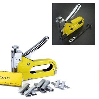 Industrial Shop คู่มือ Staple Gun Steel Anti Stuck Yellow Heavy Duty Brad Nailer พร้อมตะปู 600 ชิ้นสำหรับอุตสาหกรรม