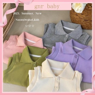 🍓GNR BABY🍊3-12y เด็ก สีพื้น พิท ลายทาง คอปกโปโล แขนกุด เสื้อกั๊ก หญิง เด็กทารก เด็กผู้หญิง ปก แต่งตัว เสื้อแจ๊กเก็ตเด็ก เสื้อกล้ามเสื้อเด็กผุ้หญิง