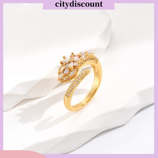 &lt;citydiscount&gt; เครื่องประดับ แหวนหมั้น ชุบทอง ประดับเพทาย พลอยเทียม ป้องกันสนิม หรูหรา สําหรับผู้หญิง