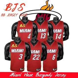 【BJS �� Miami Heat เลขที่. เสื้อกีฬาบาสเก็ตบอล 3WADE Burgundy