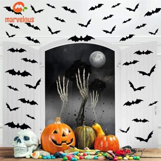 [Halloween Decor] สติกเกอร์กระดาษ ลายค้างคาว 3D สีดํา สําหรับติดตกแต่งผนังปาร์ตี้ฮาโลวีน 12 ชิ้น