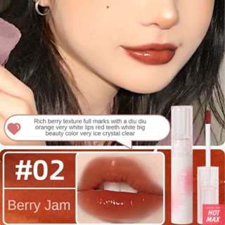 PINKCOCO ลิปทินท์ชาเย็น Water Light Mirror Lip Glaze Moisturizing Film Lasting Lipstick Plain Face Flat Lip Honey [hotmax]