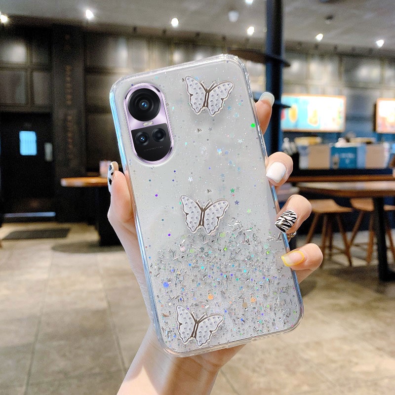 เคสOPPO Reno10 Reno 10 Pro Reno10 Pro+ 5G 2023 มือถือ ซิลิโคนนุ่ม ใส ประดับเลื่อม กลิตเตอร์ ลายผีเสื้อ สําหรับ เคสโทรศัพท์OPPO Reno10 Pro+ 5G - รูปที่ 3