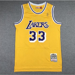 เสื้อกีฬาแขนสั้น ลายทีม NBA Los Angeles Lakers Jersey สไตล์เรโทร สีเหลือง สีทอง 101839