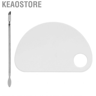 Keaostore Nail Art Mixing Palette Thumb Hole Transparent Semi Circular Shape Cosmetic Glossy Texture Acrylic with Spatula
