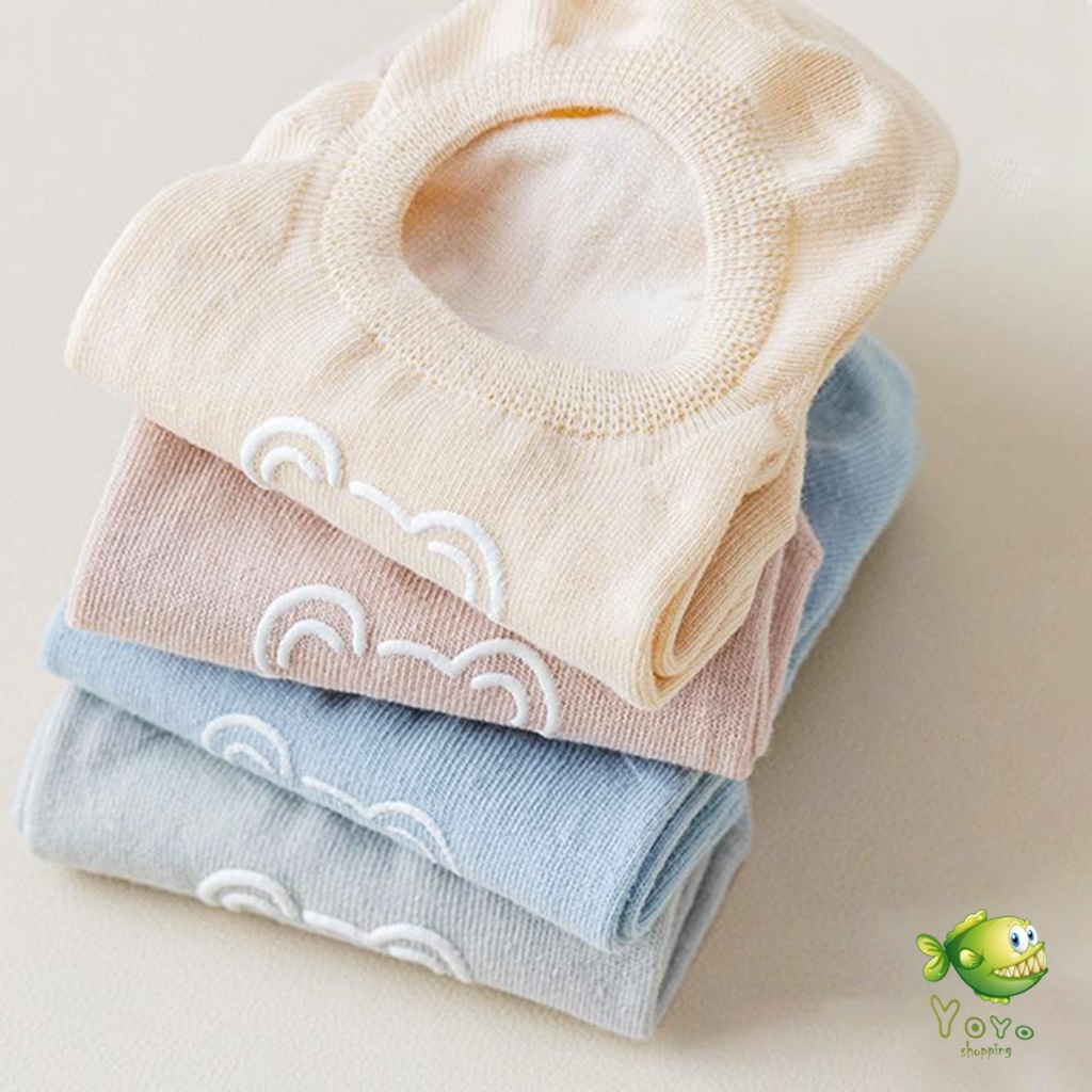 YOYO ถุงเท้าผู้หญิง สีลูกกวาด ถุงเท้าข้อสั้น ผ้านุ่มใส่สบายเพ้นท์น้องหมีน่ารัก women's socks - รูปที่ 4