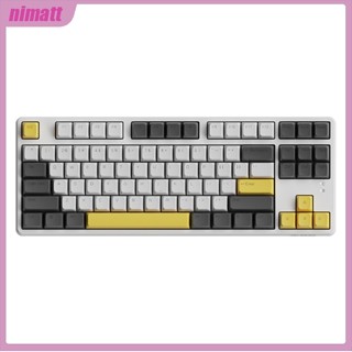 Ni Ajazz Ak873 คีย์บอร์ดเล่นเกมไร้สาย บลูทูธ 87 คีย์ Rgb Backlit Pbt