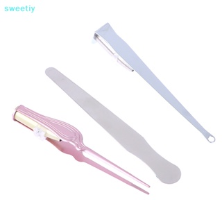 Sweetiy ใหม่ เครื่องมือกําจัดหินตันซิล ขี้หู มีไฟ LED สเตนเลส สําหรับทําความสะอาดปาก