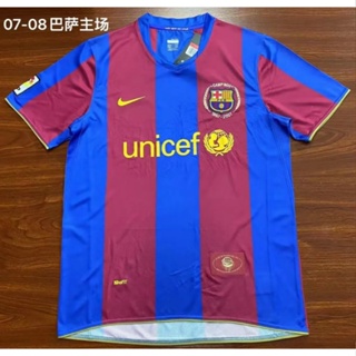 เสื้อกีฬาแขนสั้น ลายทีมชาติฟุตบอล Barcelona 07/08 ชุดเหย้า สไตล์เรโทร