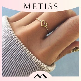 Metiss แหวนแต่งงาน รูปหัวใจ สีเงิน สีทอง เรียบง่าย สําหรับผู้หญิง