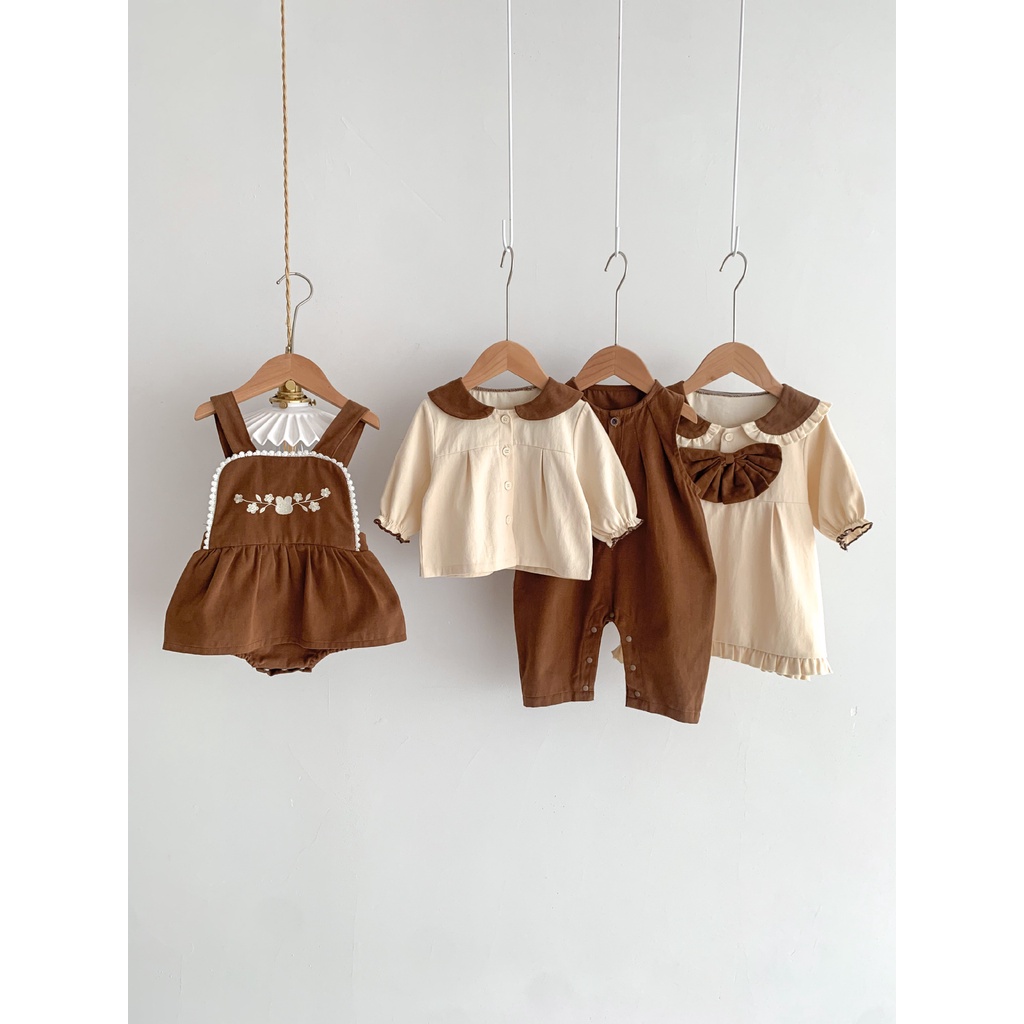 เวอร์ชั่นเกาหลีฤดูใบไม้ร่วงเสื้อผ้าหญิงหมีท็อปส์กางเกงหลวมromper Casual Overalls BowknotกระโปรงปกRQNE