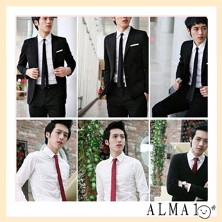 Alma เนคไท แบบเข้ารูป สีพื้น สําหรับงานแต่งงาน