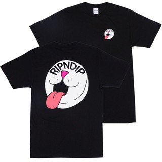 Ripndip เสื้อยืดแขนสั้น พิมพ์ลายตัวอักษร แมว หัวใจ เหมาะกับฤดูร้อน สําหรับผู้ชาย และผู้หญิง 0723