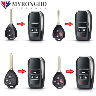 Myronghd เคสรีโมทกุญแจรถยนต์ ทนทาน สําหรับ Reiz 2 3 4 Buttons Flip Automotive Key Toyota