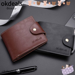 Okdeals กระเป๋าสตางค์ ใบสั้น หนัง PU สําหรับผู้ชาย