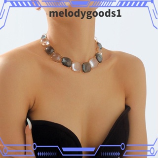 Melodygoods1 โช้กเกอร์ สร้อยคอ ทรงเรขาคณิต สีโปร่งใส สําหรับงานปาร์ตี้